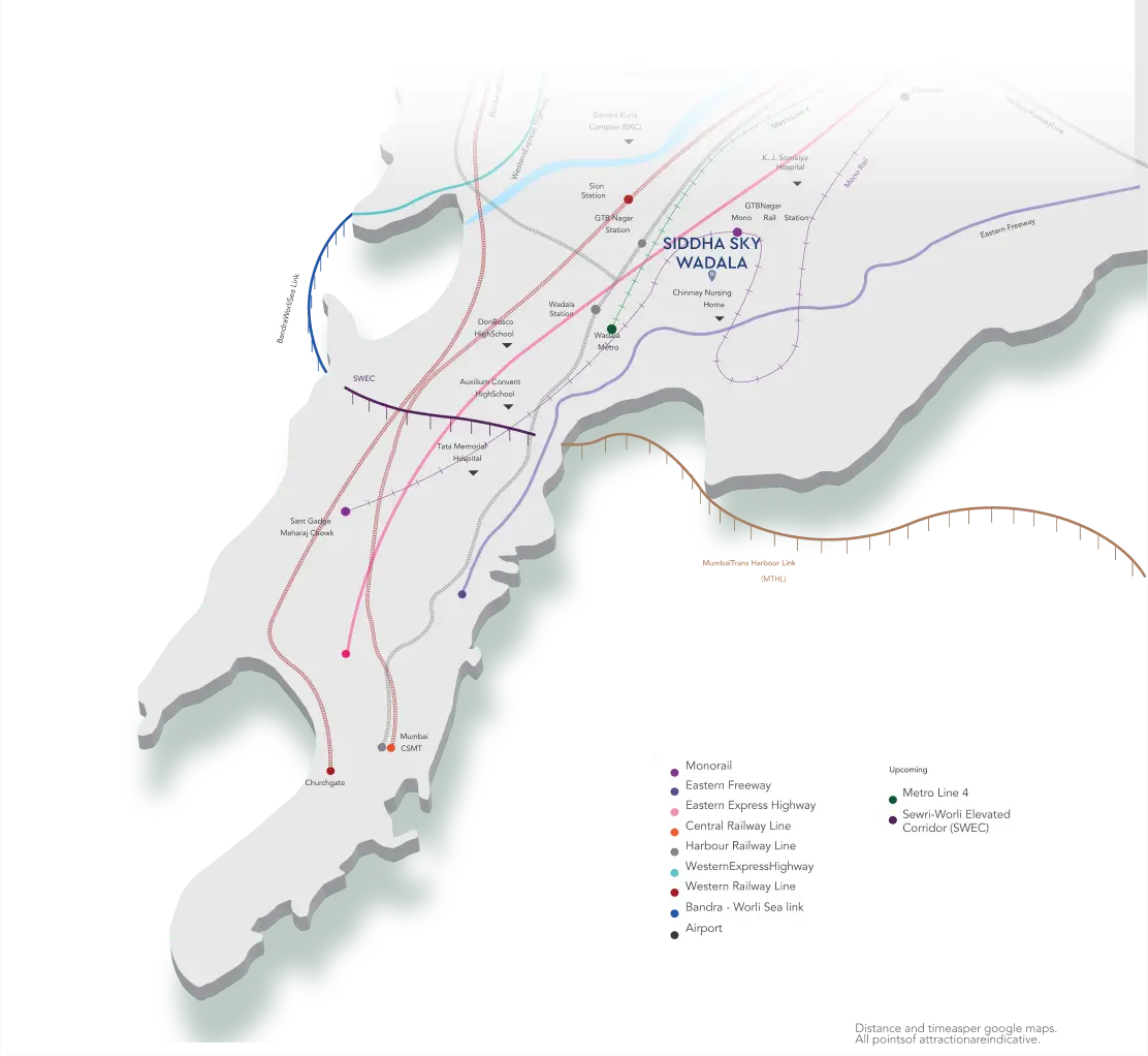 Location Map of Siddha Sky Wadala